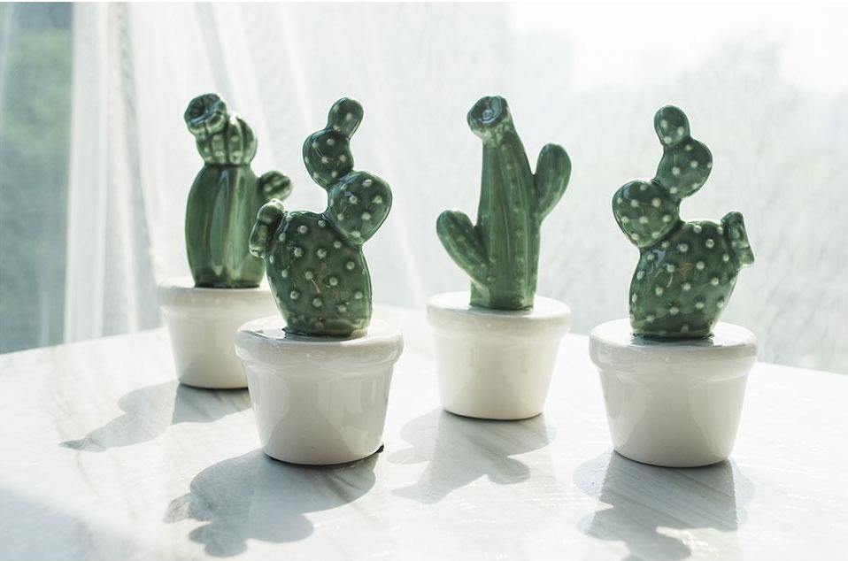 Potted Cactus Ceramic Miniature - Nordic Side - 