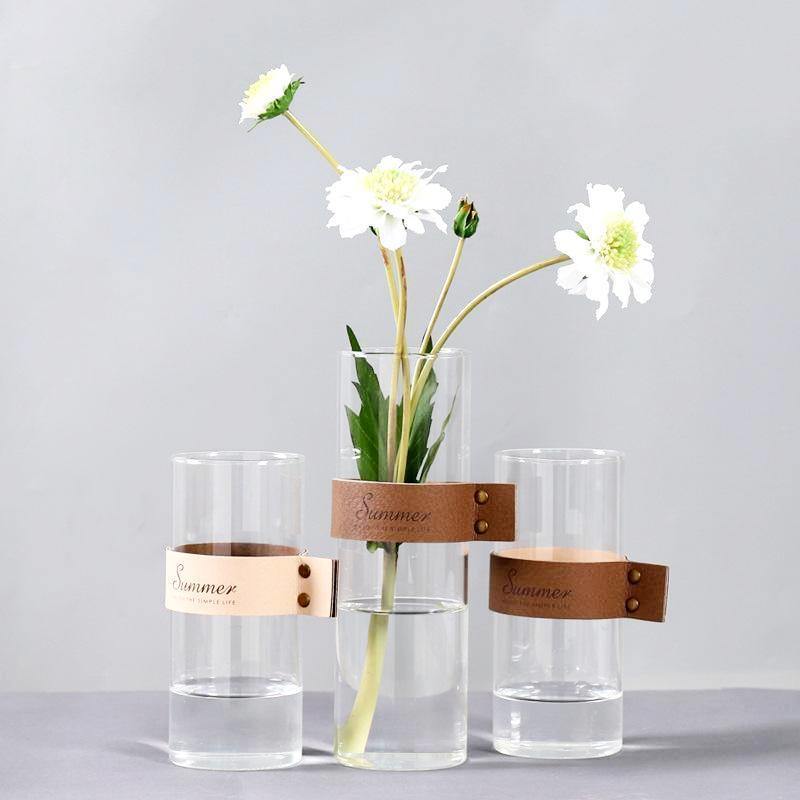 Leather Strap Glass Vase - Nordic Side - 