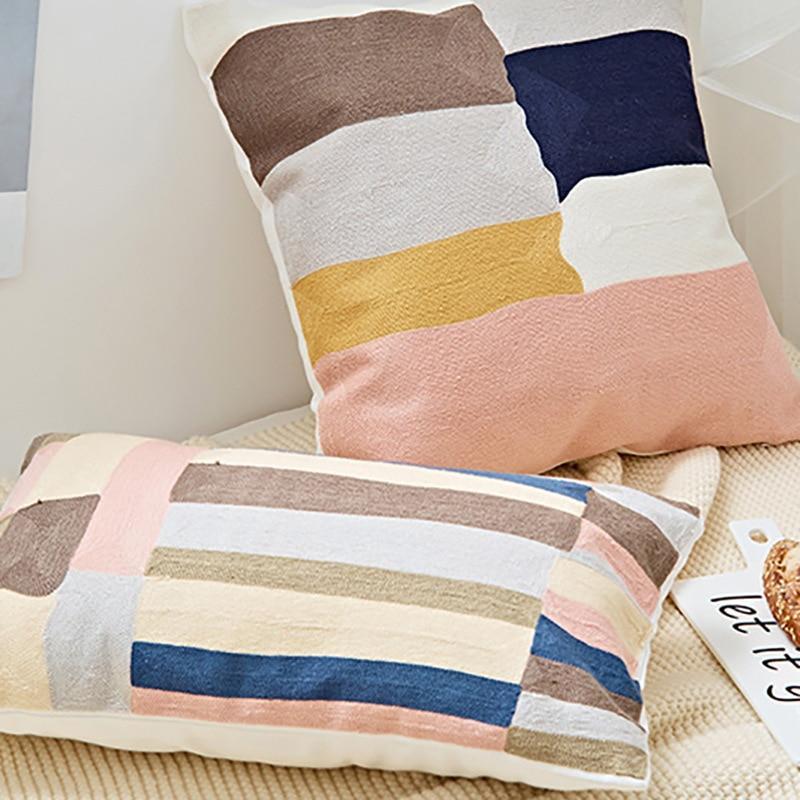 Cool Colored Embroidery Cushion - Nordic Side - 