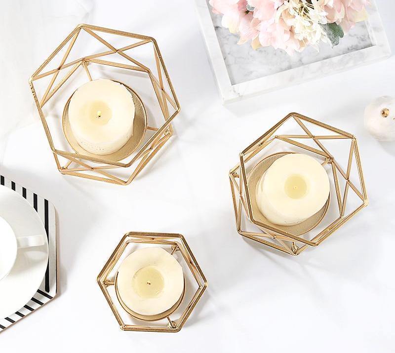 Gold Hexagon Candleholder - Nordic Side - 