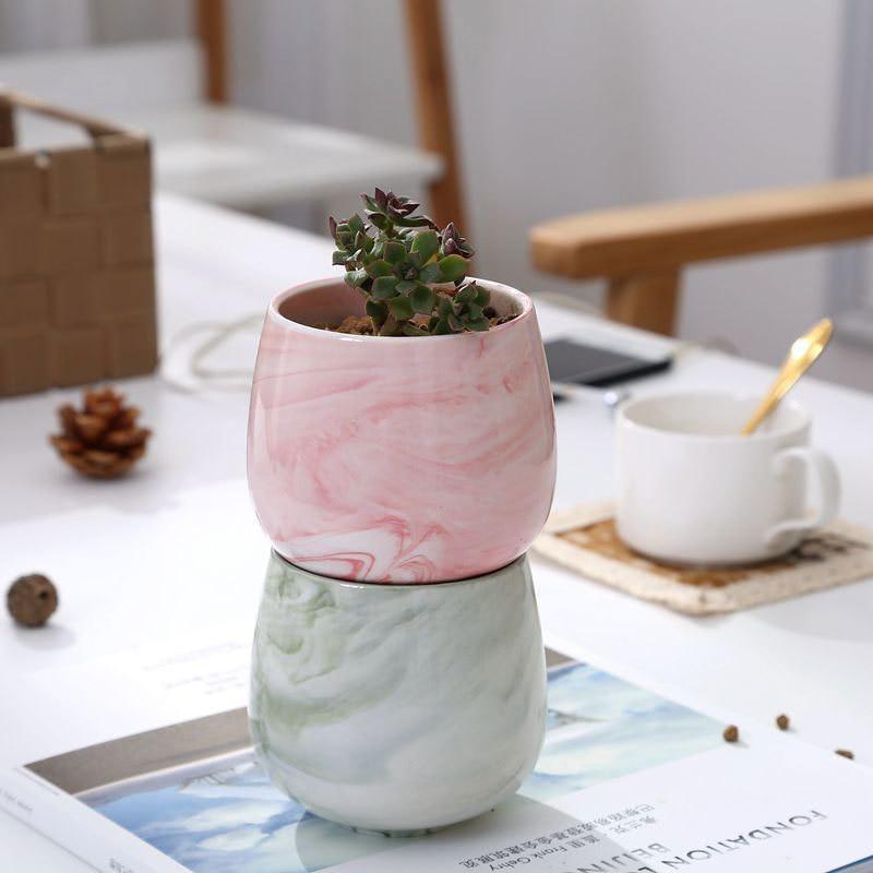 Marble Ceramic Pot - Nordic Side - 