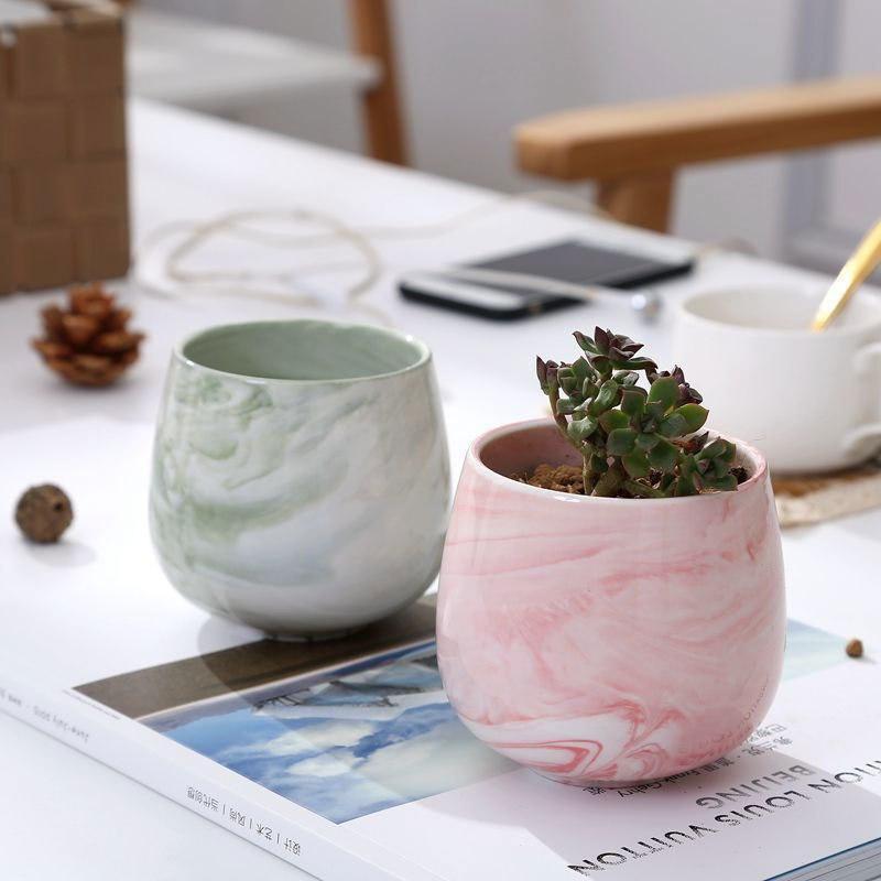 Marble Ceramic Pot - Nordic Side - 