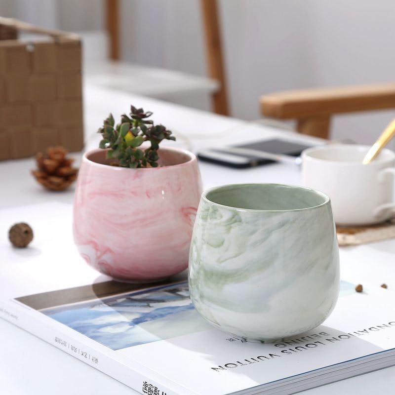 Marble Ceramic Pot - Nordic Side - 