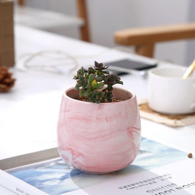 Marble Ceramic Pot - Nordic Side - 