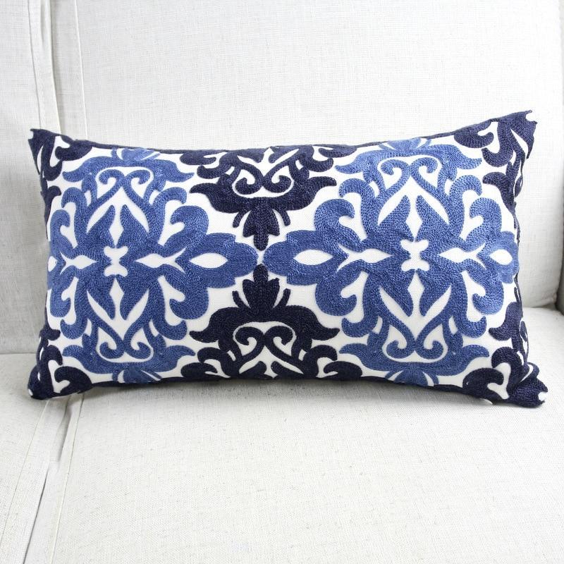 Blue Classic Embroidery Cushion - Nordic Side - 