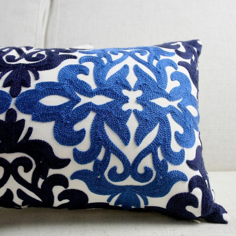 Blue Classic Embroidery Cushion - Nordic Side - 