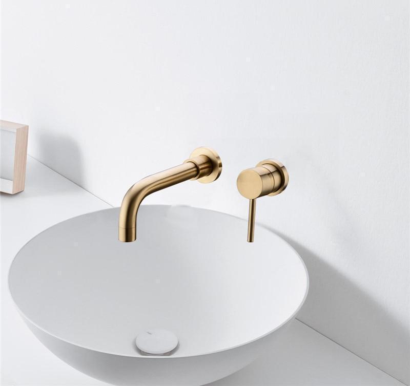 Modern Brass Wall Mounted Faucet - Nordic Side - 12-12, bathroom, bathroom-collection, bathroom-faucet, fab-faucets, faucet, feed-cl0-over-80-dollars, kitchen, kitchen-faucet, modern, renovat