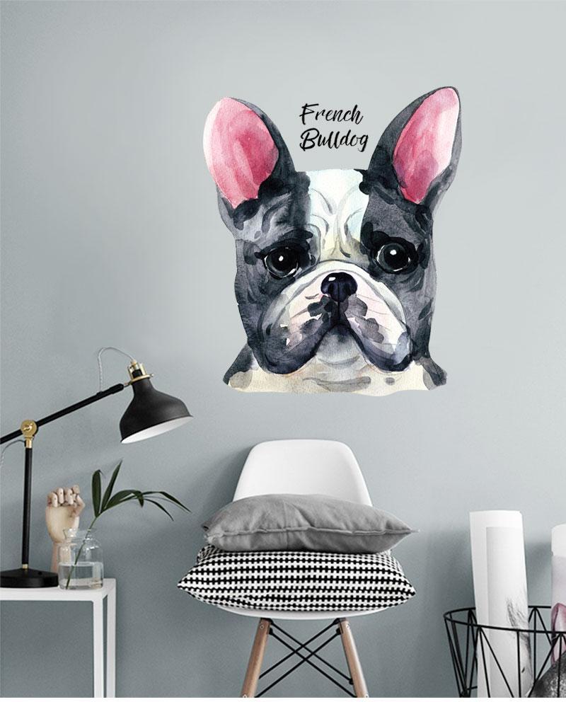 Watercolour Bulldog Wall Sticker - Nordic Side - 