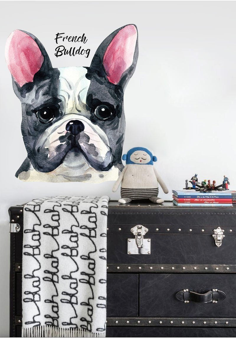 Watercolour Bulldog Wall Sticker - Nordic Side - 