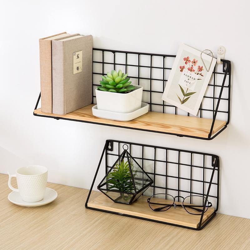 Wooden Iron Wall Shelf - Nordic Side - 