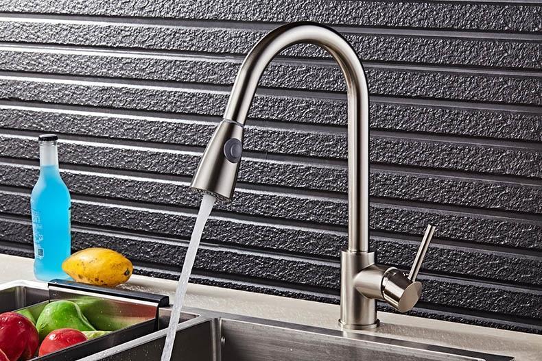 Anton - Retractable Kitchen Faucet - Nordic Side - 02-05, bathroom, bathroom-collection, bathroom-faucet, fab-faucets, faucet, feed-cl0-over-80-dollars, kitchen, kitchen-faucet, modern, moder