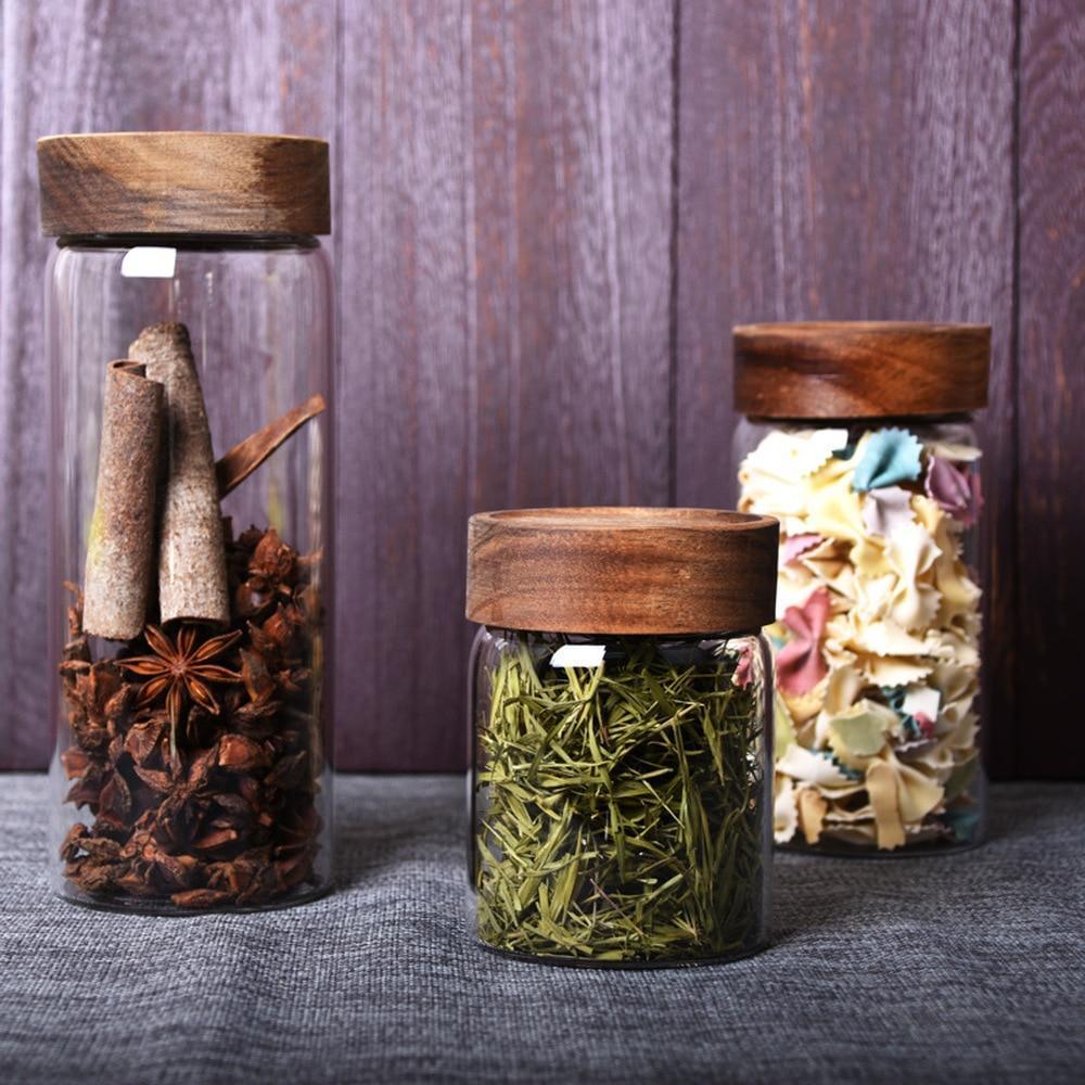 Glass Jars with Acacia Wood Cover - Nordic Side - 