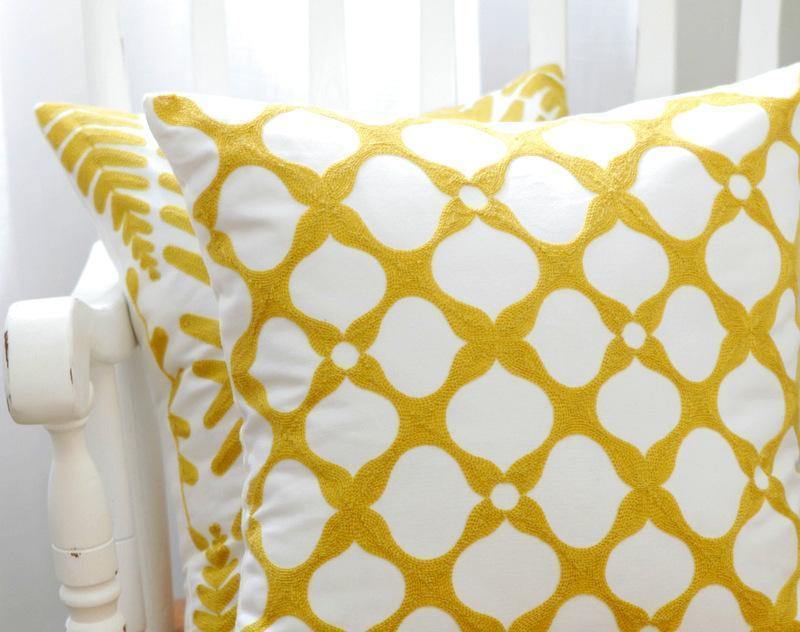 Yellow Classic Embroidery Cushions - Nordic Side - 