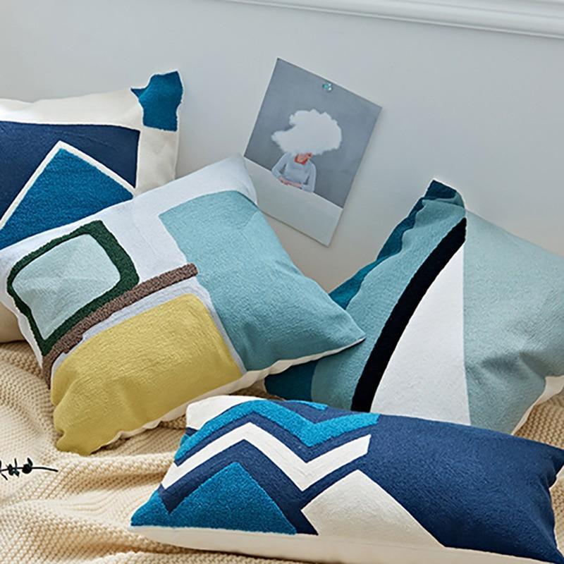 Cool Colored Embroidery Cushion - Nordic Side - 