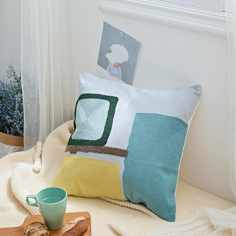 Cool Colored Embroidery Cushion - Nordic Side - 