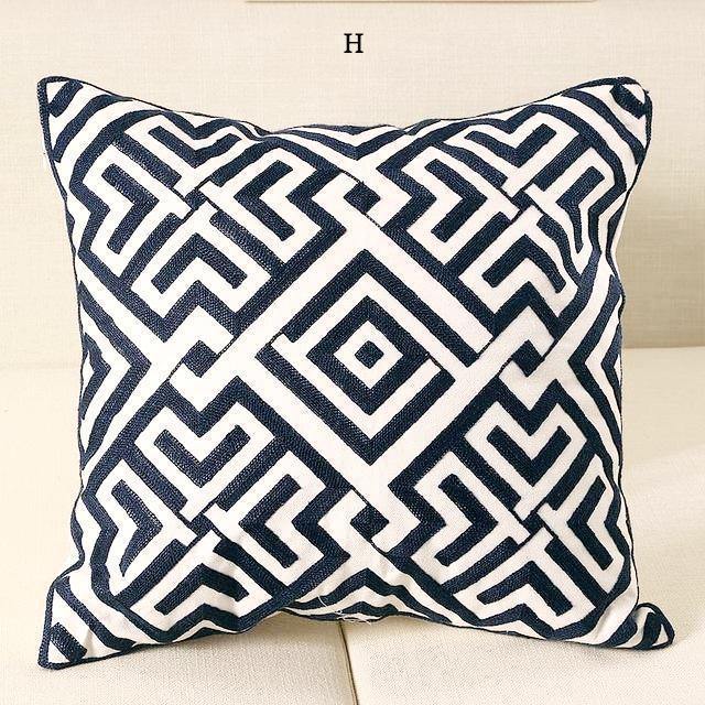 Embroidered Geometric Cushions - Nordic Side - 