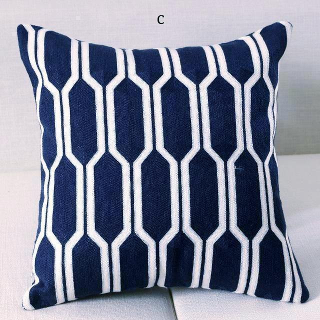 Embroidered Geometric Cushions - Nordic Side - 