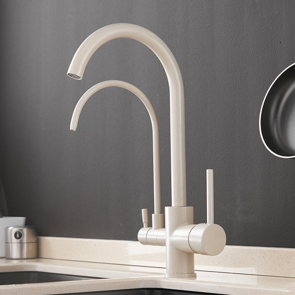 Sibella - Deck Mount Double Crane Faucet - Nordic Side - 02-05, bathroom-collection, fab-faucets, faucet, feed-cl0-over-80-dollars, kitchen, kitchen-faucet, modern, renovation