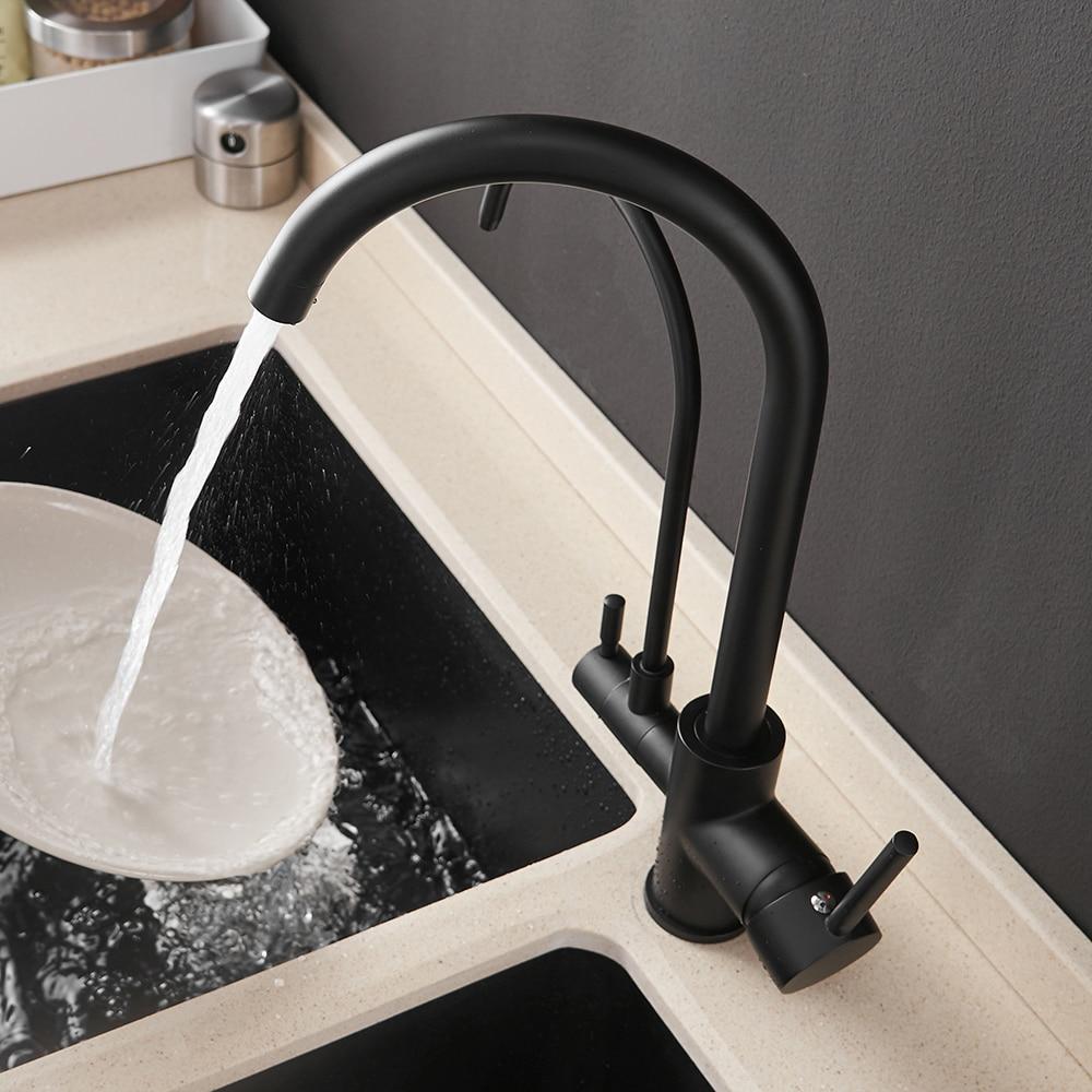 Sibella - Deck Mount Double Crane Faucet - Nordic Side - 02-05, bathroom-collection, fab-faucets, faucet, feed-cl0-over-80-dollars, kitchen, kitchen-faucet, modern, renovation