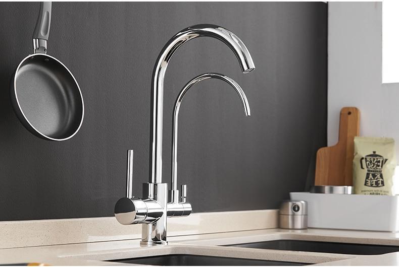 Sibella - Deck Mount Double Crane Faucet - Nordic Side - 02-05, bathroom-collection, fab-faucets, faucet, feed-cl0-over-80-dollars, kitchen, kitchen-faucet, modern, renovation