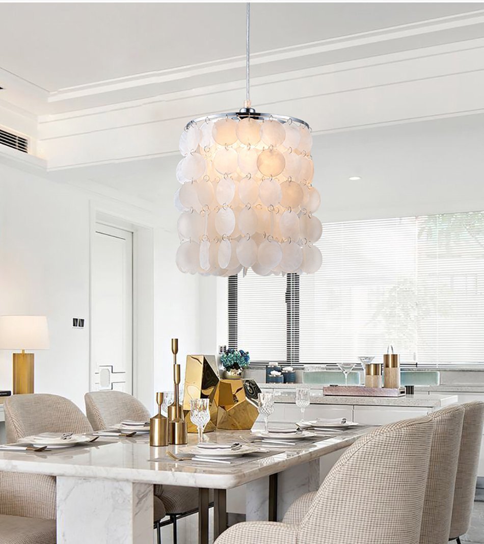 Modern White Natural Seashell Pendant Lights - Nordic Side - 