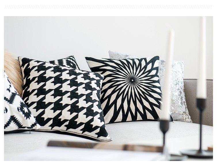 Geometric Black & White Pattern Cushions - Nordic Side - 