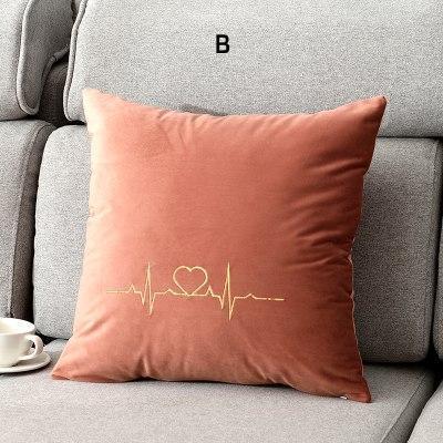 Letter Embroidered Velvet Cushion Cover - Nordic Side - 