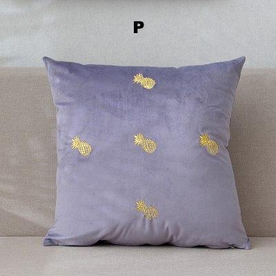 Letter Embroidered Velvet Cushion Cover - Nordic Side - 