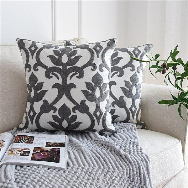 Grey Vintage Pattern Cushion Covers - Nordic Side - 