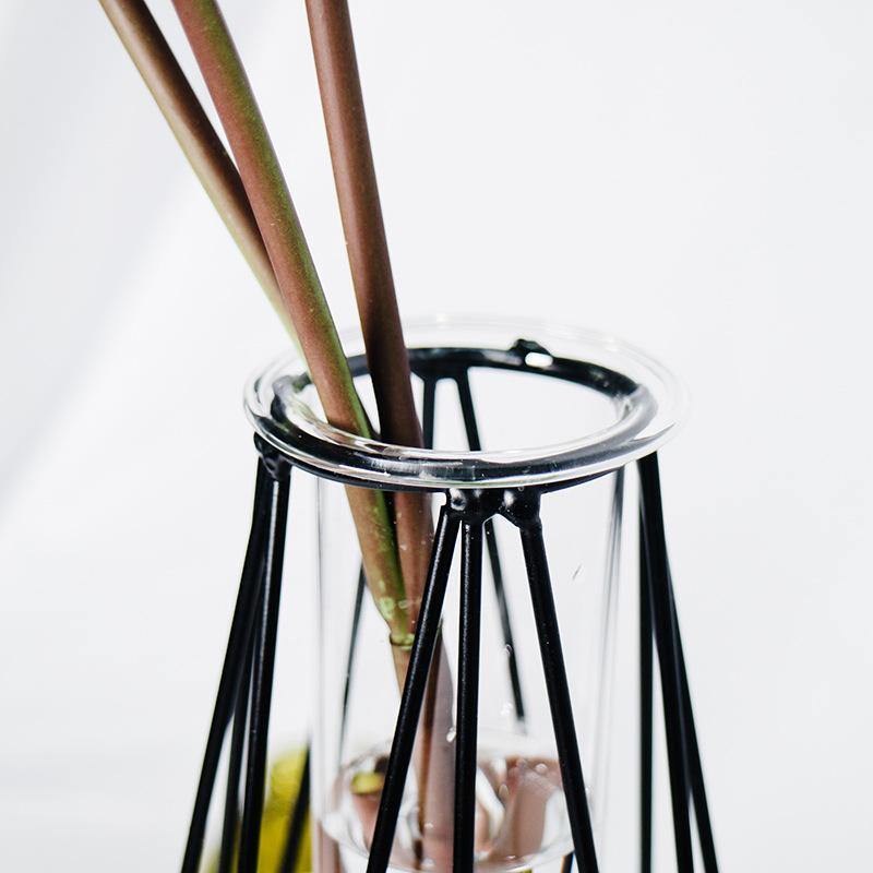 Black Iron Geometric Vase - Nordic Side - 