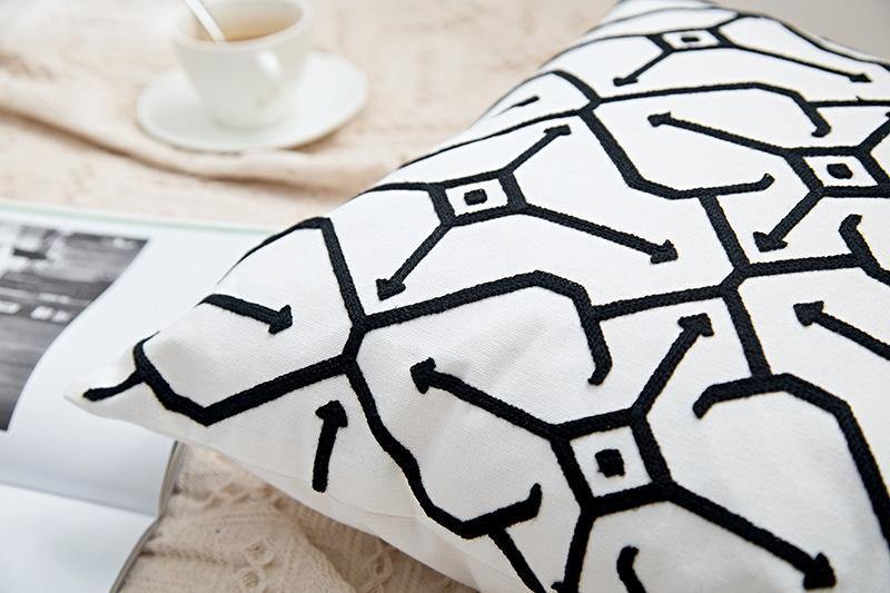 Black & White Embroidery Cushions - Nordic Side - 