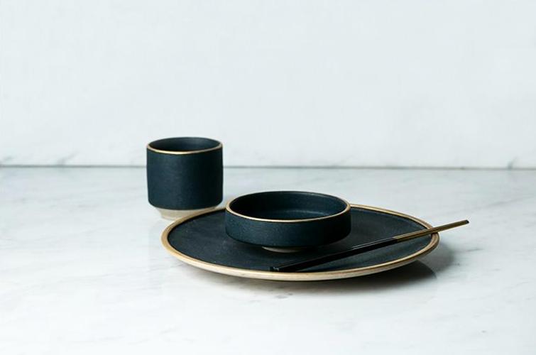 Golden Rim Dark Green Dinnerware - Nordic Side - 