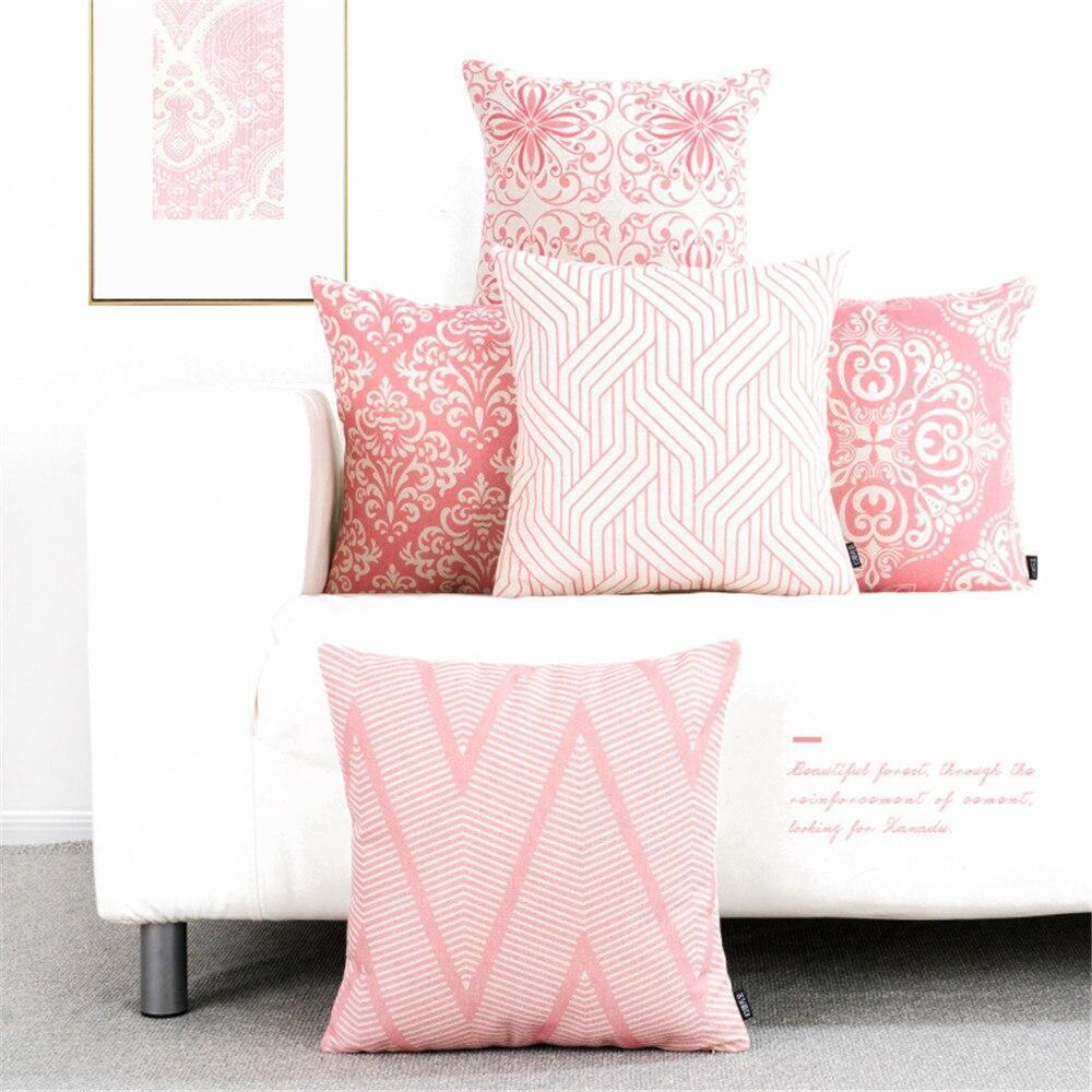 Pink Vintage Pattern Print Cushion Covers - Nordic Side - 