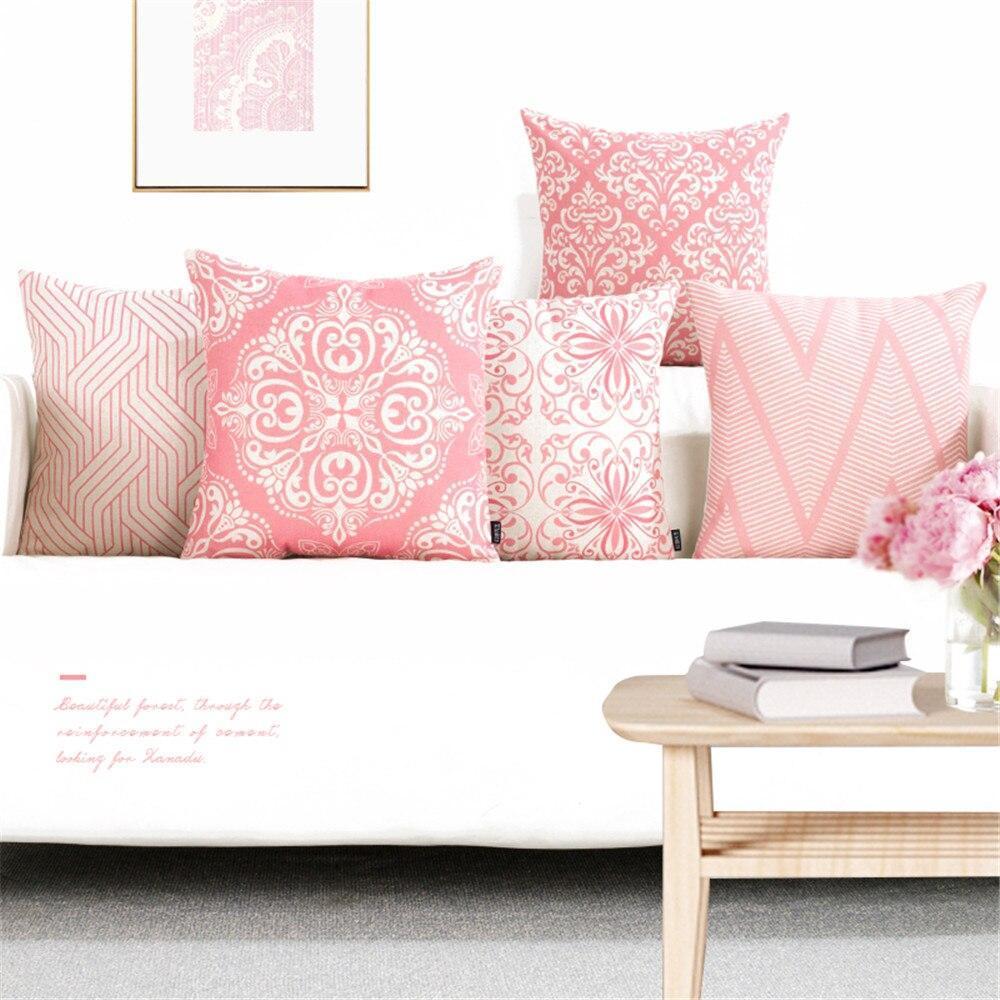 Pink Vintage Pattern Print Cushion Covers - Nordic Side - 