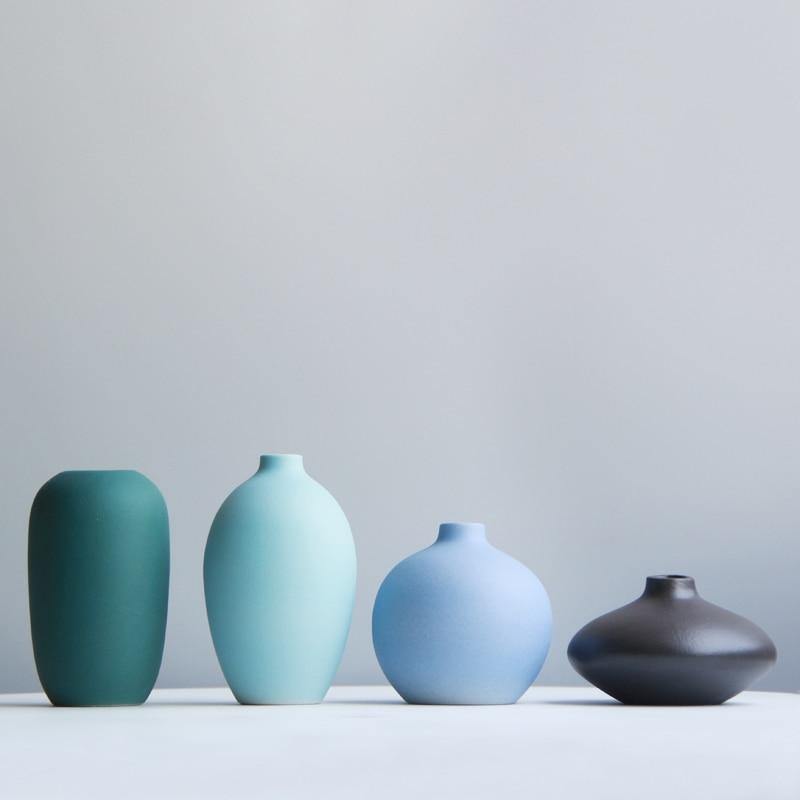 Minimal Blues Ceramic Vase - Nordic Side - 