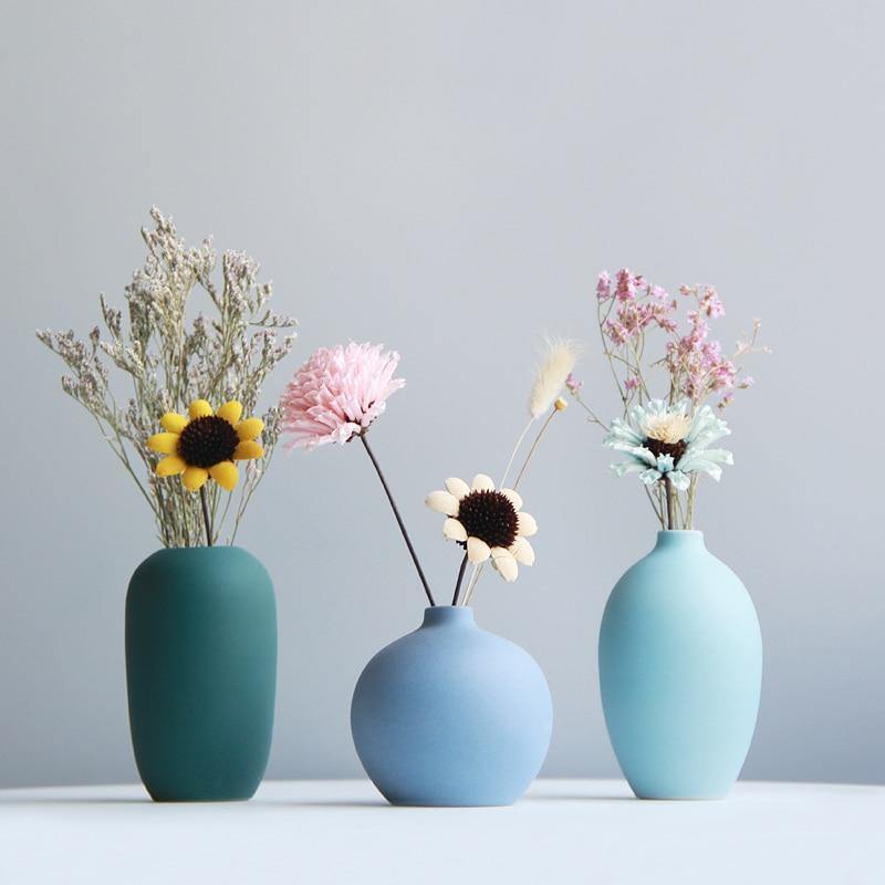 Minimal Blues Ceramic Vase - Nordic Side - 