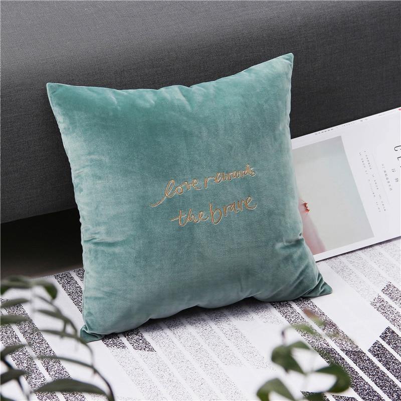 Velvet Cushion Cover With Letter - Nordic Side - 