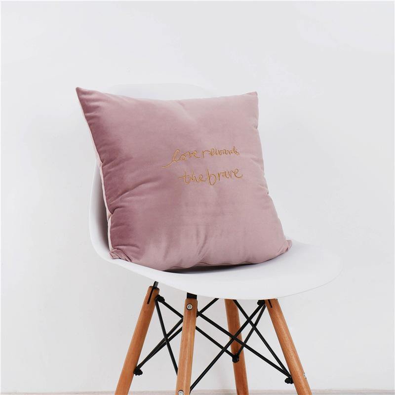 Velvet Cushion Cover With Letter - Nordic Side - 