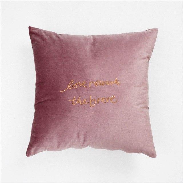 Velvet Cushion Cover With Letter - Nordic Side - 