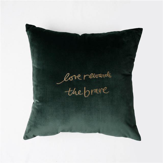 Velvet Cushion Cover With Letter - Nordic Side - 