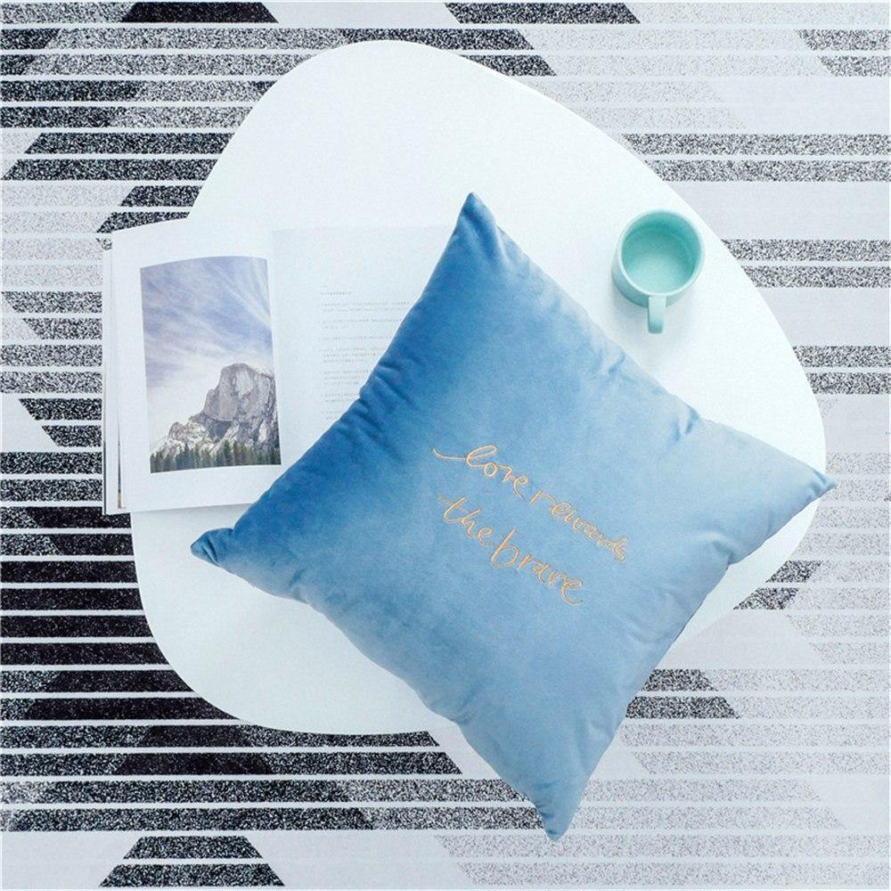 Velvet Cushion Cover With Letter - Nordic Side - 