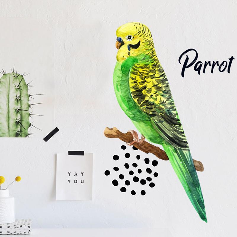 Yellow & Green Parrot Wall Sticker - Nordic Side - 