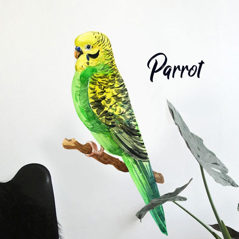 Yellow & Green Parrot Wall Sticker - Nordic Side - 