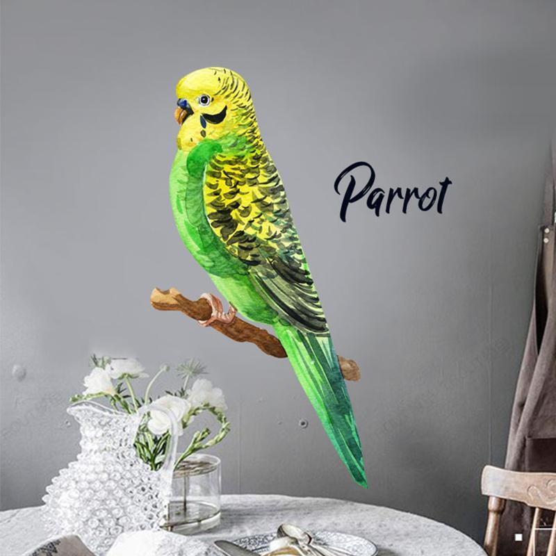 Yellow & Green Parrot Wall Sticker - Nordic Side - 