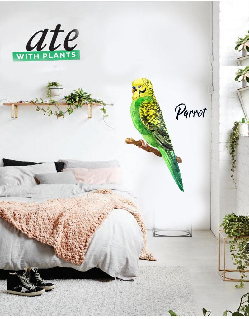 Yellow & Green Parrot Wall Sticker - Nordic Side - 