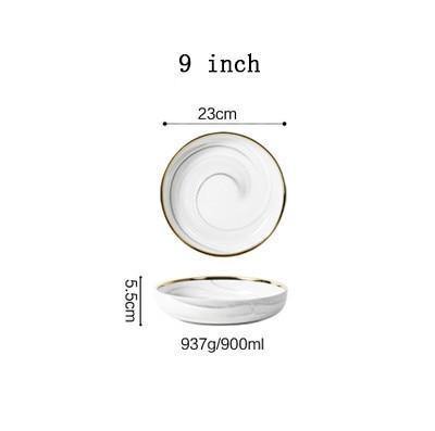 1pcs Marble pattern porcelain plate ceramic Dinner Plate tableware dinner set Phnom Penh Exquisite Stroke marble dinnerware - Nordic Side - 