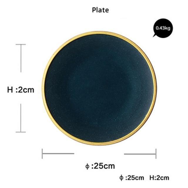 Golden Rim Dark Green Dinnerware - Nordic Side - 