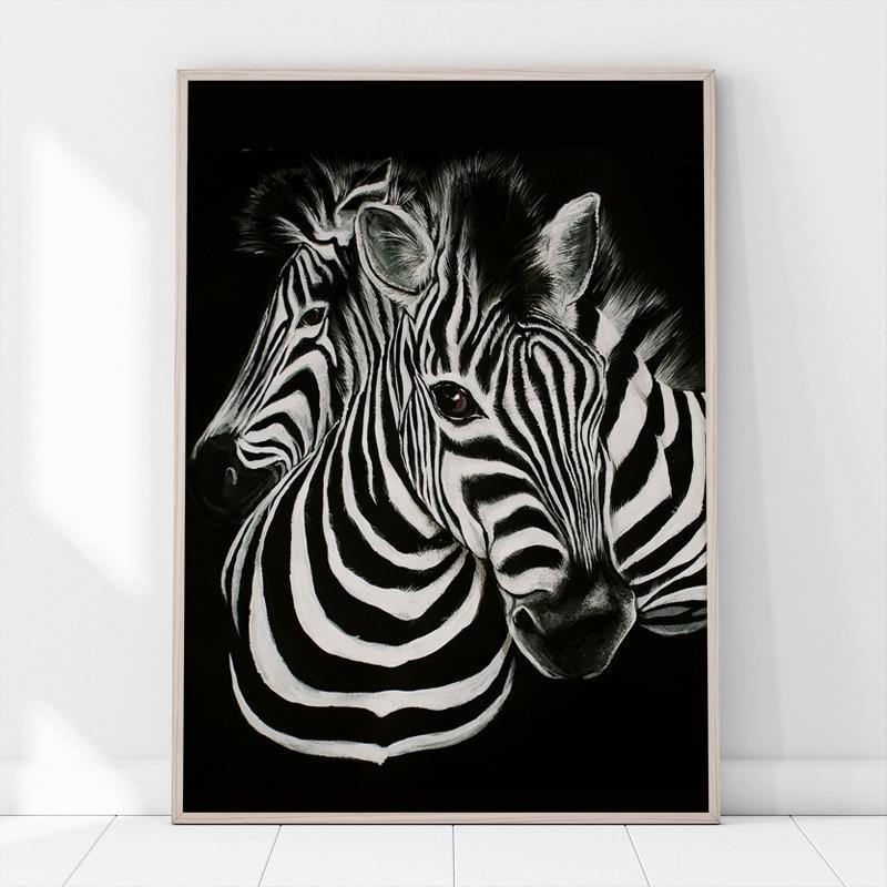 Black Zebra & Rose Wall Art - Nordic Side - 