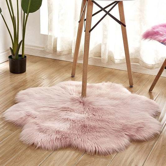 Lora - Flower Shape Faux Sheepskin Rug - Nordic Side - 04-22, feed-cl0-over-80-dollars