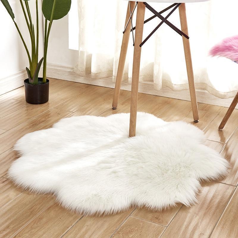 Lora - Flower Shape Faux Sheepskin Rug - Nordic Side - 04-22, feed-cl0-over-80-dollars